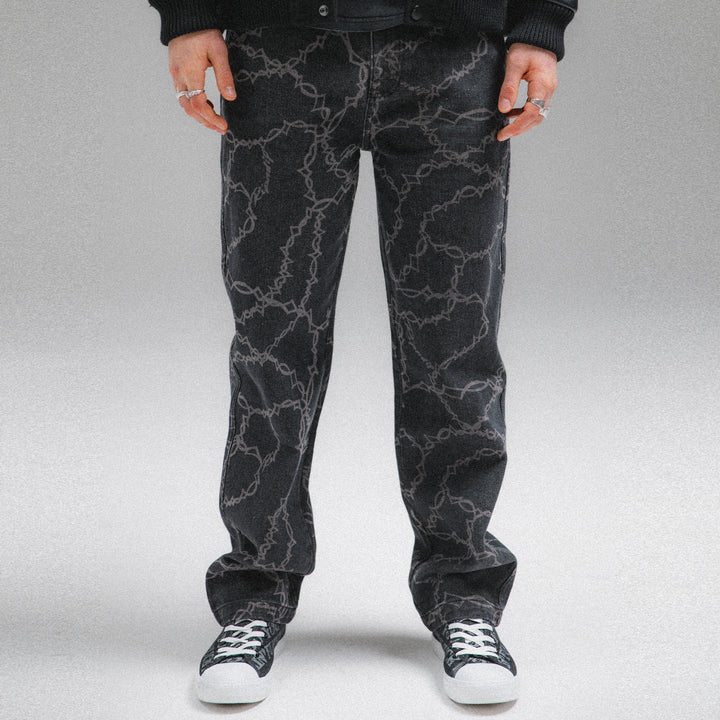 PANTALONES VAQUEROS CON CABLES (NEGRO)