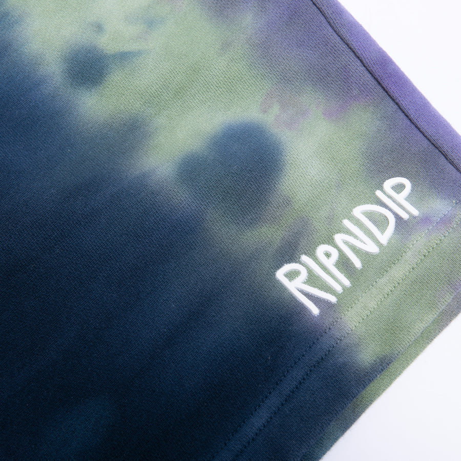 Pantaloneta RIPNDIP RUBBER LOGO SWEATSHORTS (SAGE/SLATE TIE DYE)