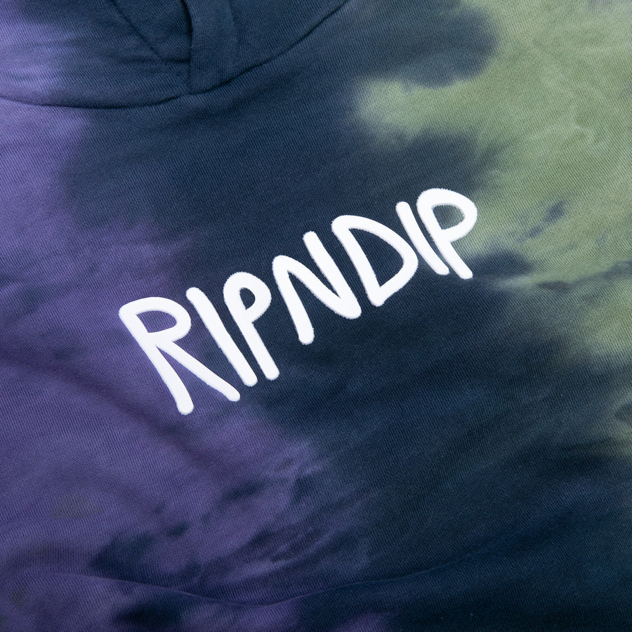 HOODIE RIPNDIP RUBBER LOGO (SAGE/SLATE TIE DYE)