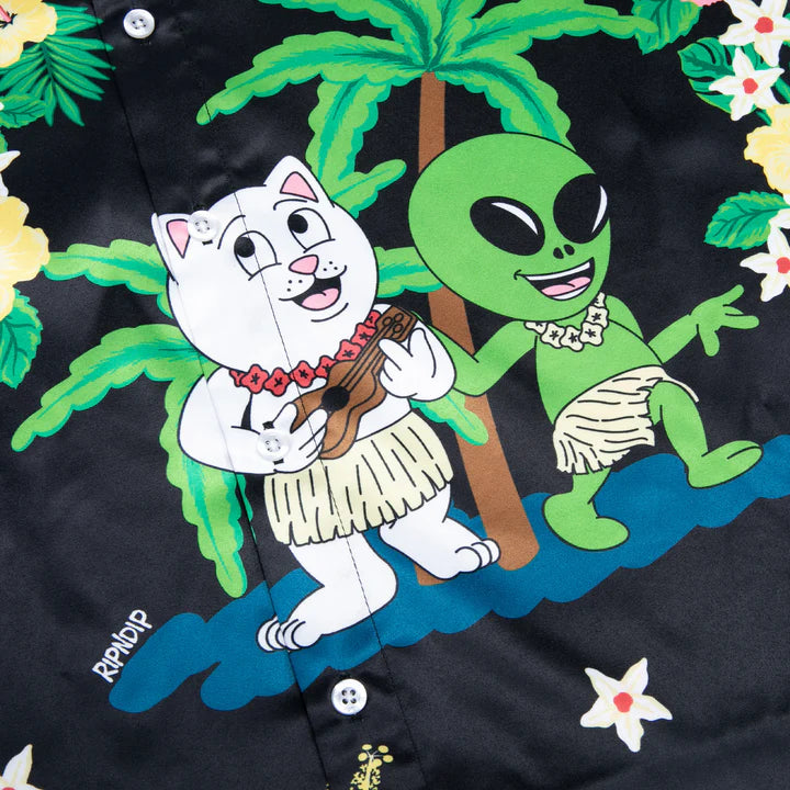 Camisa ALOHA NERM SLEEVE BUTTON UP (BLACK)