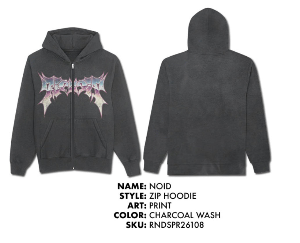 HOODIE CON CREMALLERA NOID (CHARCOAL WASH)