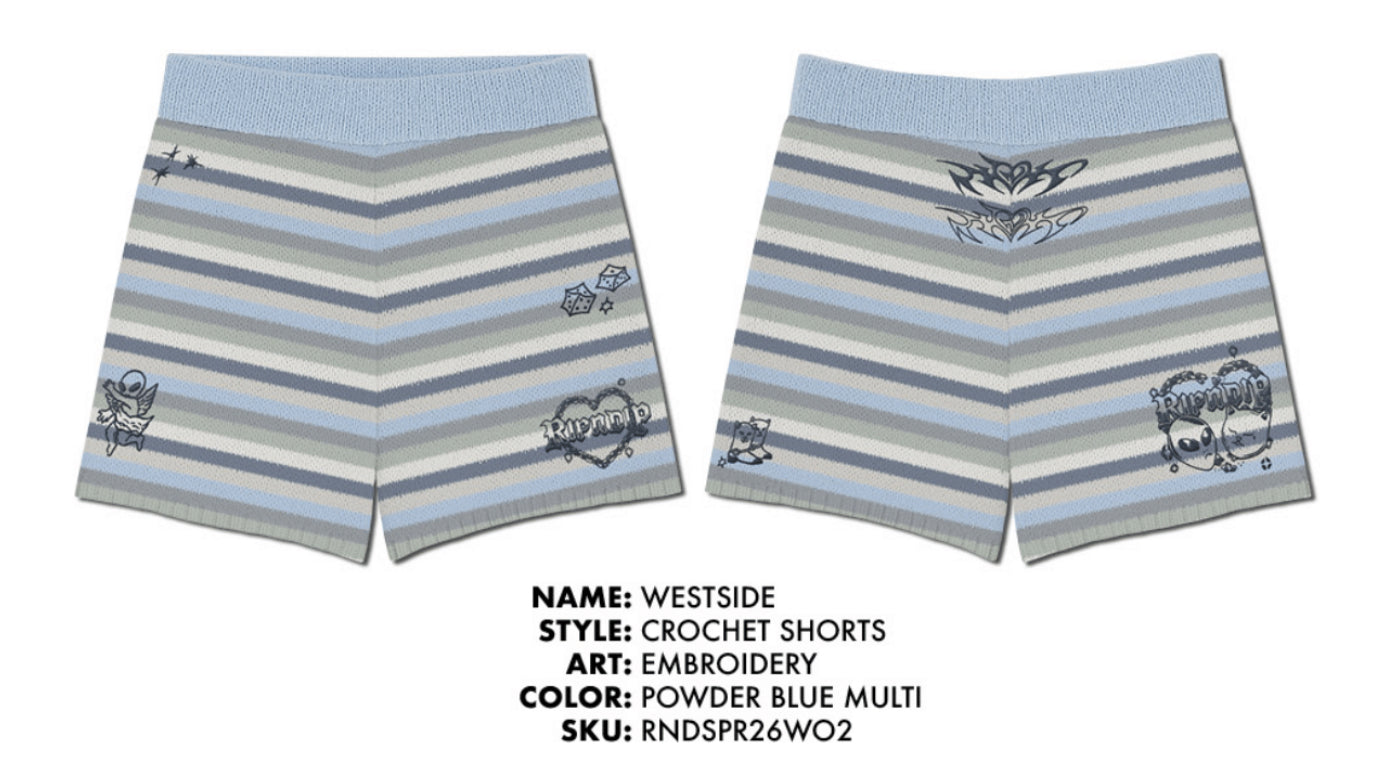SHORT WESTSIDE CROCHET (POWDER BLUE )
