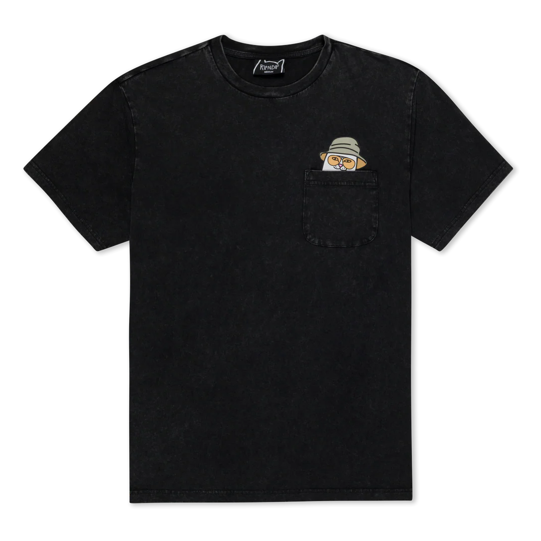PLAYERA NERMAL S THOMPSON POCKET (BLACK MINERAL WASH)