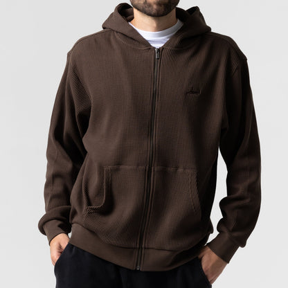 HOODIE CASTANZA WAFFLE KNIT ZIP UP (BROWN)