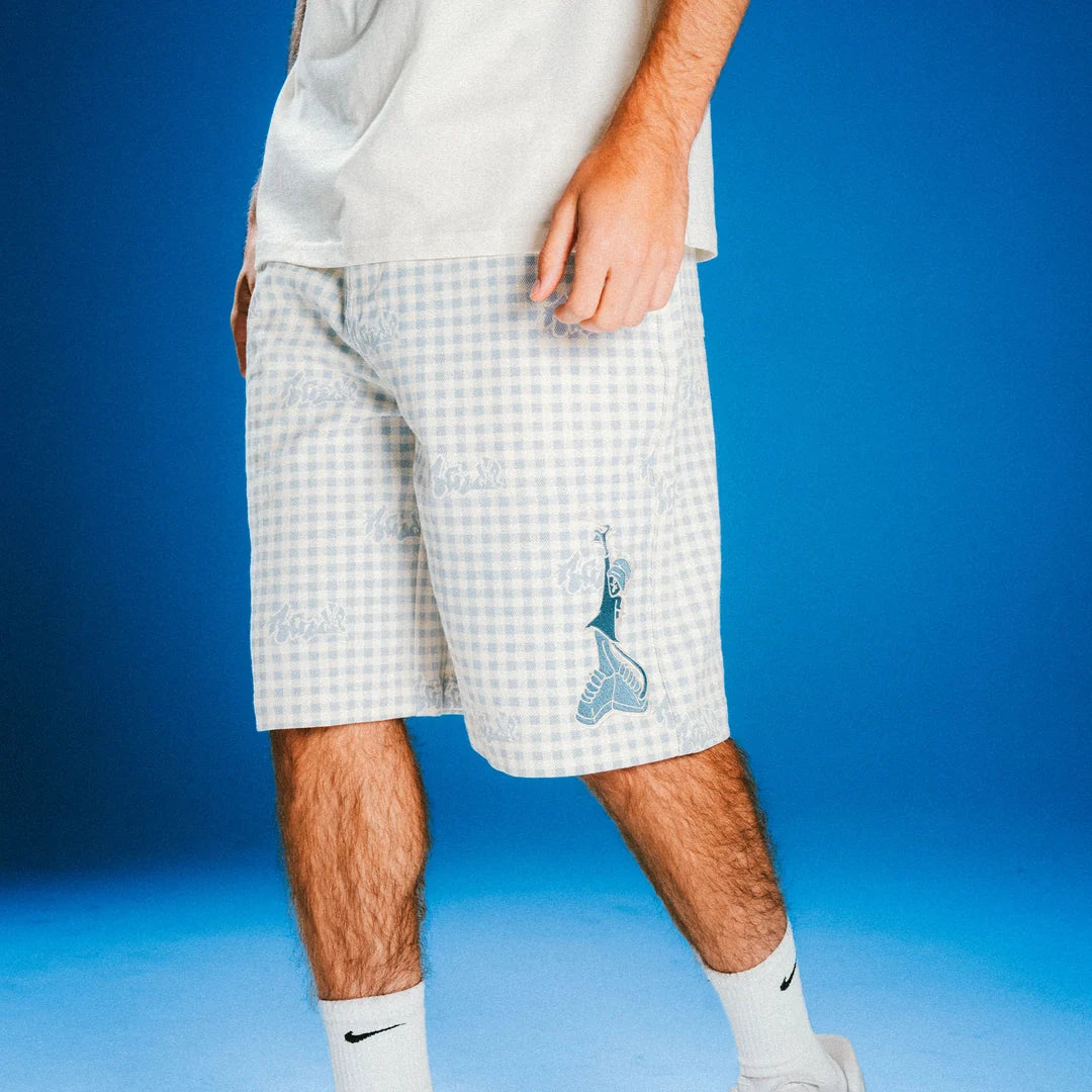 HARD IN DA PAINT WIDE FIT SHORTS (LIGHT BLUE CHECKER)