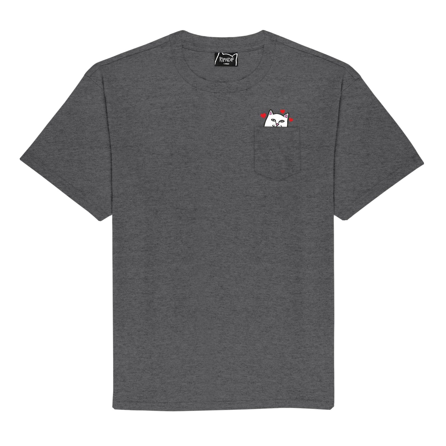 PLAYERA POCKET NERMAL LOVES (CHARCOAL HEATHER )