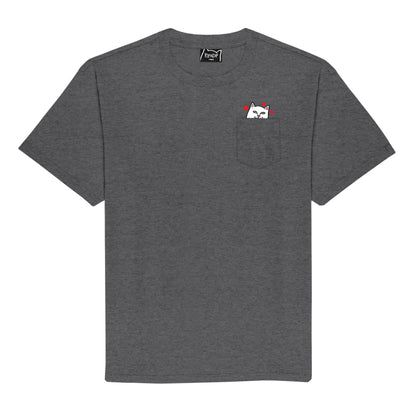 PLAYERA POCKET NERMAL LOVES (CHARCOAL HEATHER )