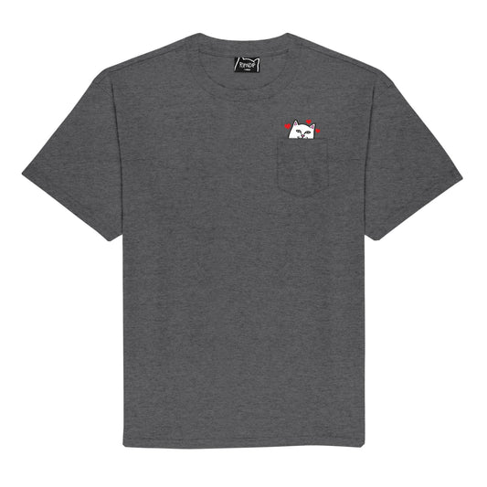 PLAYERA POCKET NERMAL LOVES (CHARCOAL HEATHER )
