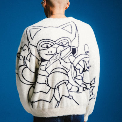 SUÉTER DE MOHAIR REVERSIBLE ROKKUNERM (HUESO)