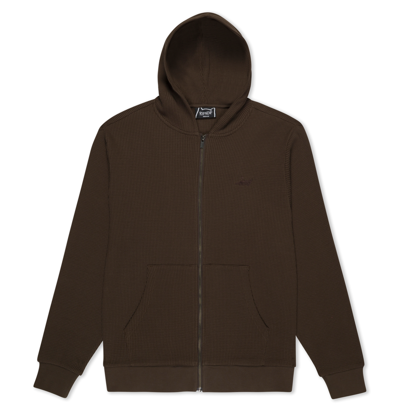 HOODIE CASTANZA WAFFLE KNIT ZIP UP (BROWN)