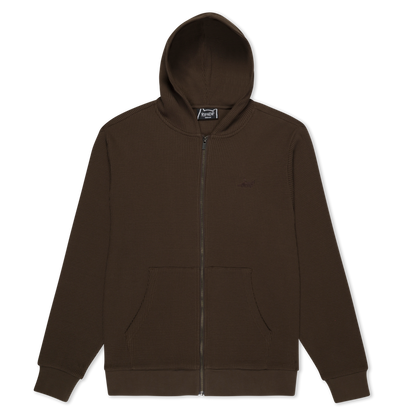 HOODIE CASTANZA WAFFLE KNIT ZIP UP (BROWN)