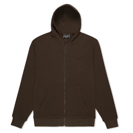 HOODIE CASTANZA WAFFLE KNIT ZIP UP (BROWN)