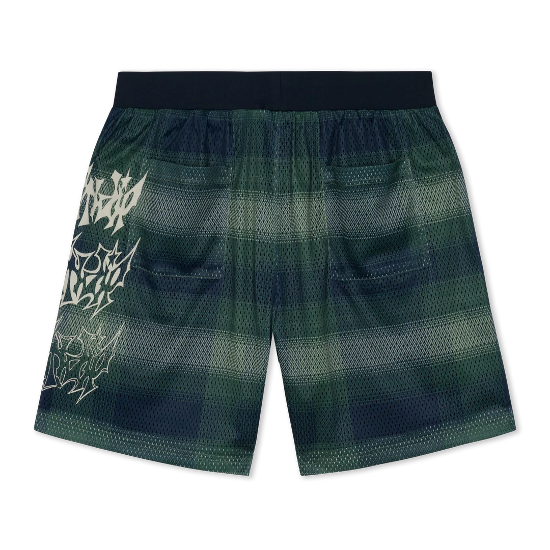 SHORT SLATER MESH (NAVY / FOREST PLAID)