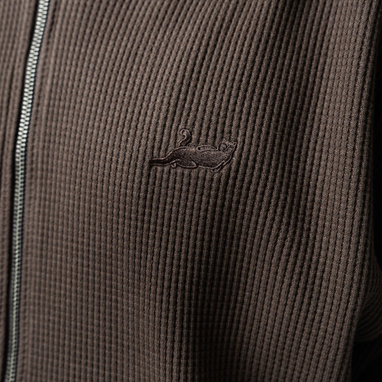 HOODIE CASTANZA WAFFLE KNIT ZIP UP (BROWN)