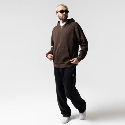 HOODIE CASTANZA WAFFLE KNIT ZIP UP (BROWN)