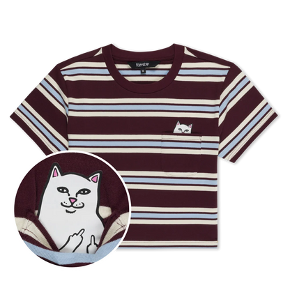 LORD NERMAL CROPPED BABY POCKET TEE (BROWN STRIPES)