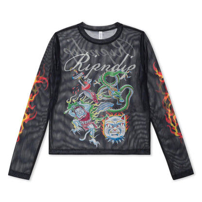 BLUSA INKED MESH LONG SLEEVE (NEGRO)