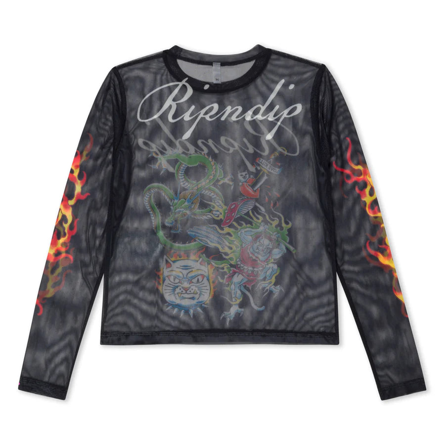 BLUSA INKED MESH LONG SLEEVE (NEGRO)
