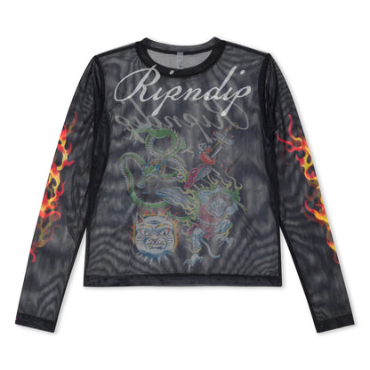 BLUSA INKED MESH LONG SLEEVE (NEGRO)