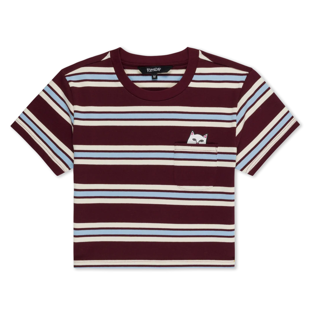 LORD NERMAL CROPPED BABY POCKET TEE (BROWN STRIPES)