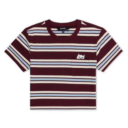 LORD NERMAL CROPPED BABY POCKET TEE (BROWN STRIPES)