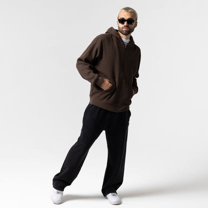 HOODIE CASTANZA WAFFLE KNIT ZIP UP (BROWN)