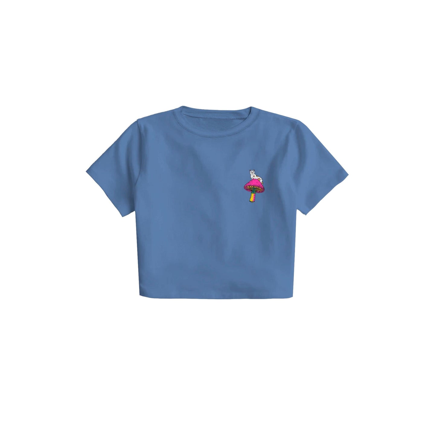 PSYCHEDELIC CROPPED BABY TEE (CORNFLOWER BLUE )