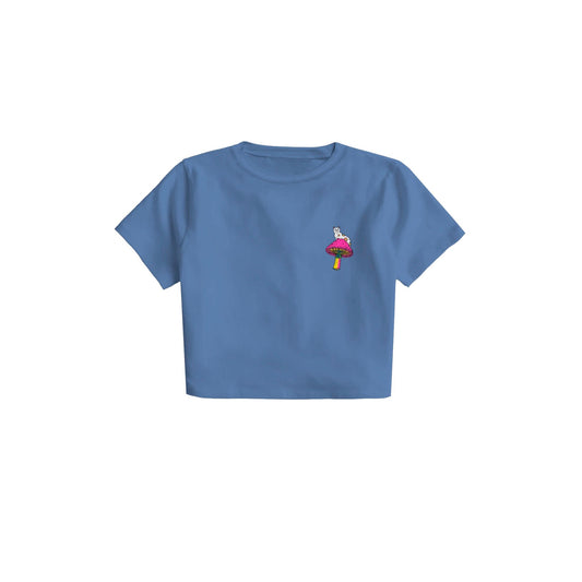 PSYCHEDELIC CROPPED BABY TEE (CORNFLOWER BLUE )