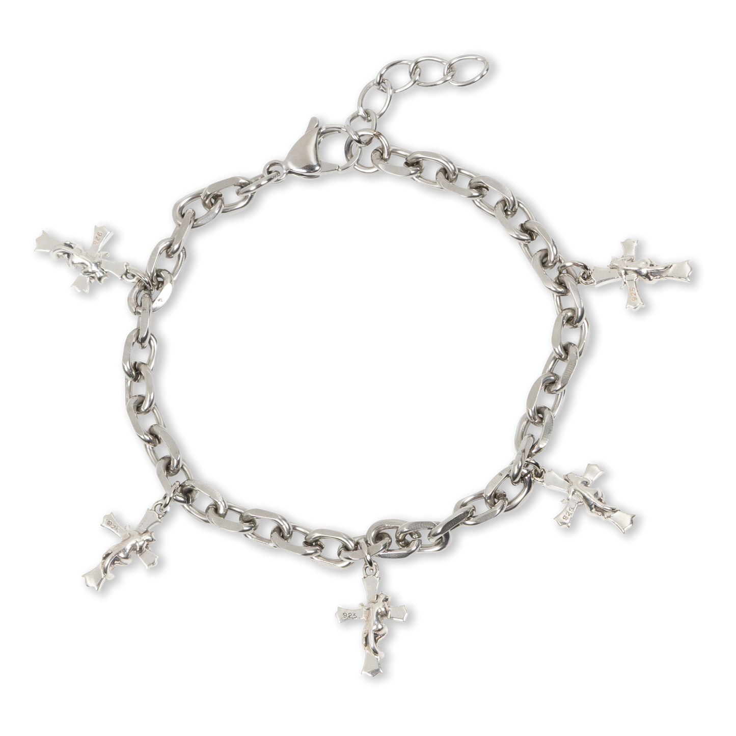 PULSERA DE CRUZ CON ENCANTO (PLATA)
