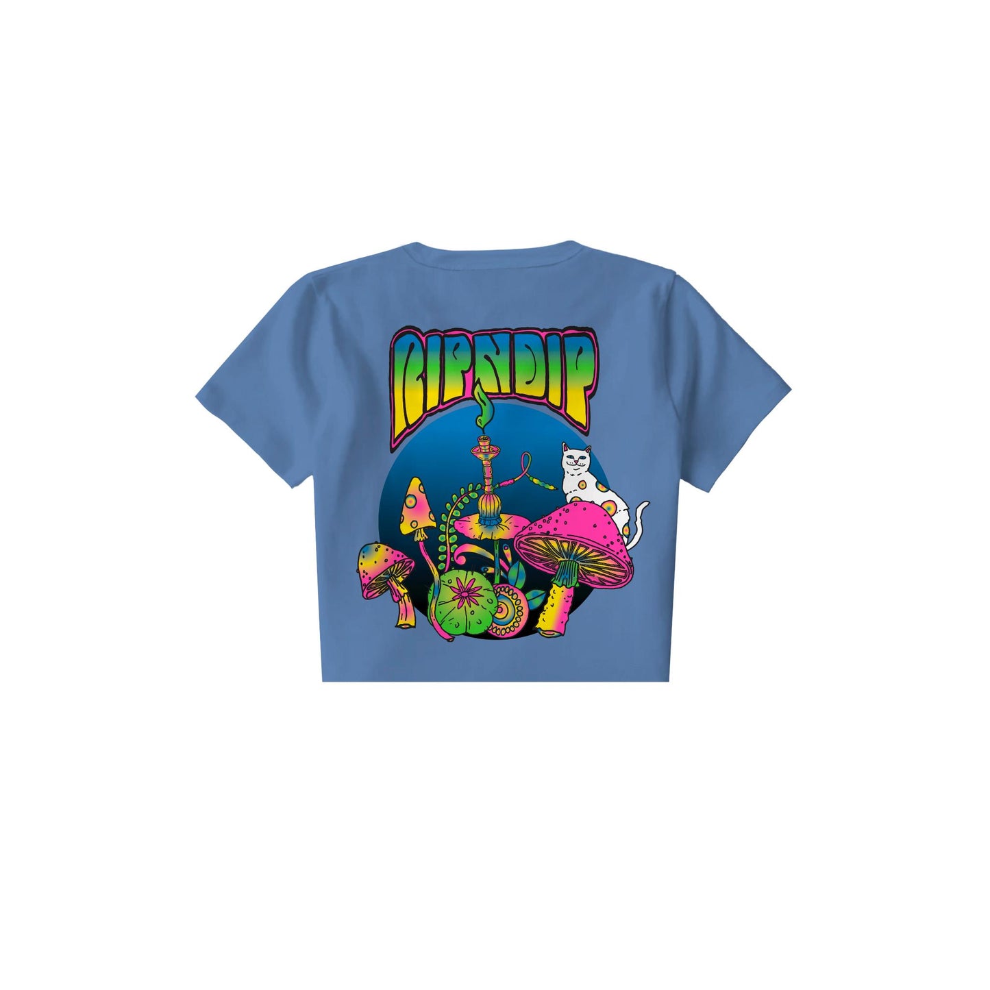 PSYCHEDELIC CROPPED BABY TEE (CORNFLOWER BLUE )