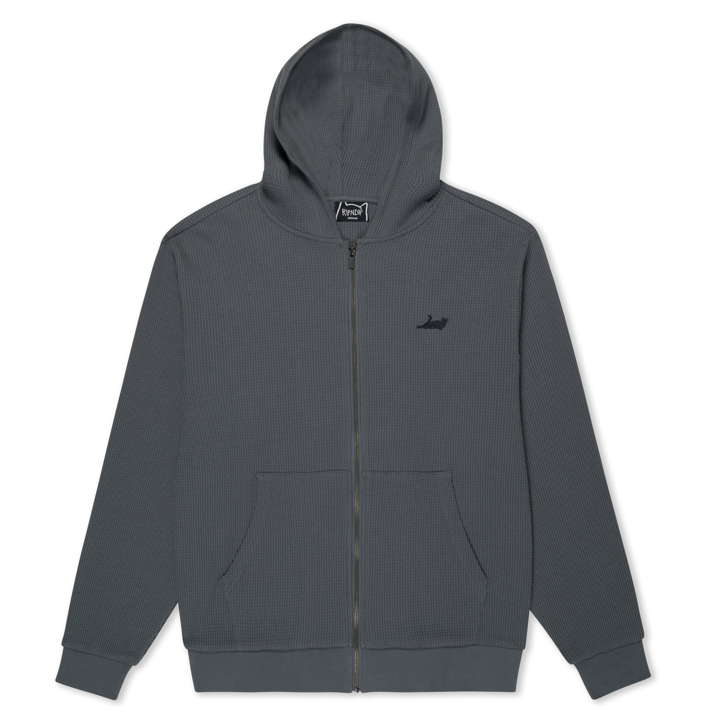 CASTANZA WAFFLE KNIT ZIP UP HOODIE (CHARCOAL)