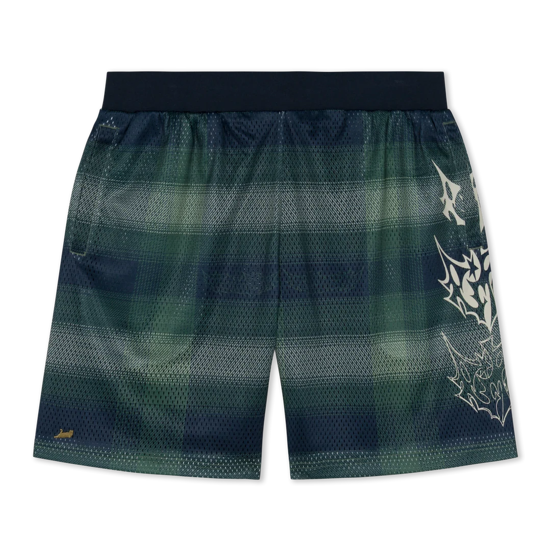 SHORT SLATER MESH (NAVY / FOREST PLAID)