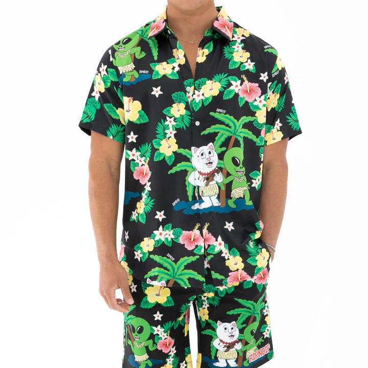 Camisa ALOHA NERM SLEEVE BUTTON UP (BLACK)