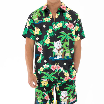 Camisa ALOHA NERM SLEEVE BUTTON UP (BLACK)