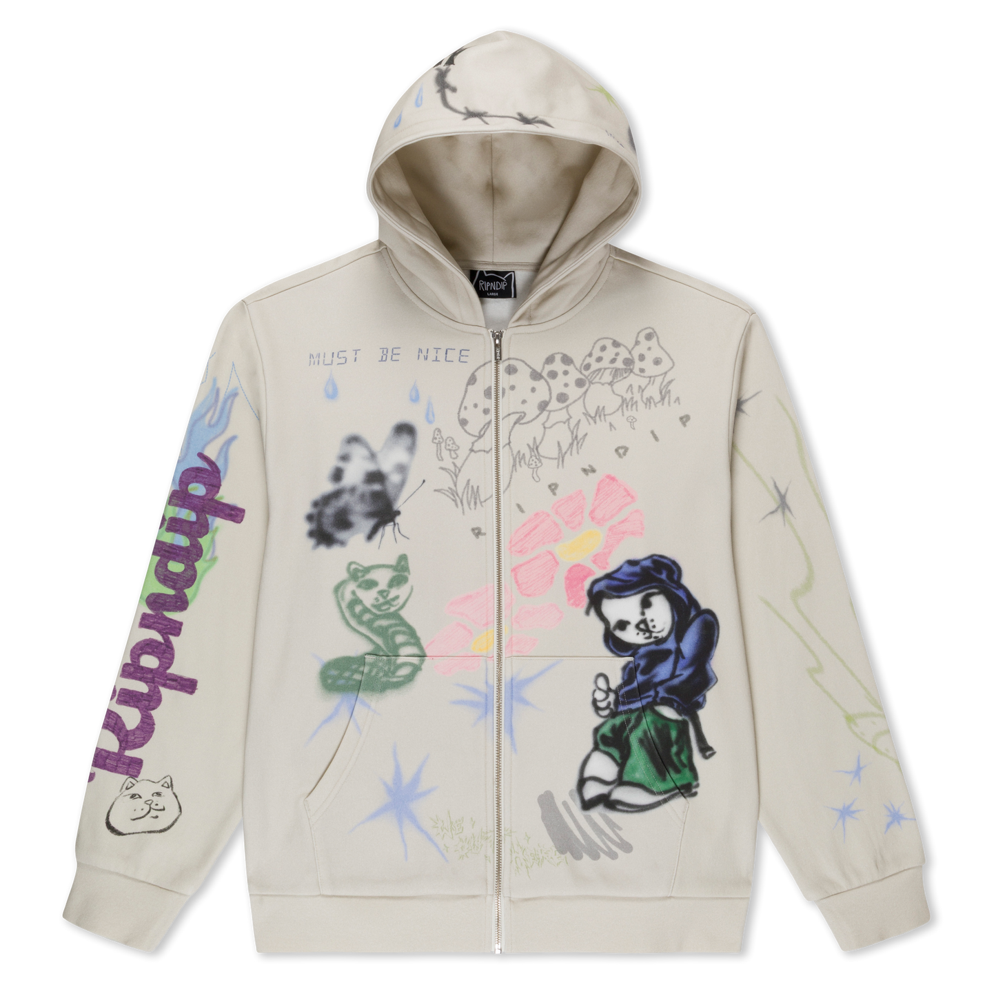 HOODIE CON CREMALLERA GOOSEBUMPS (HUESO)