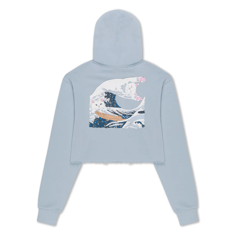HOODIE GREAT WAVE CROPPED (POWDER BLUE)
