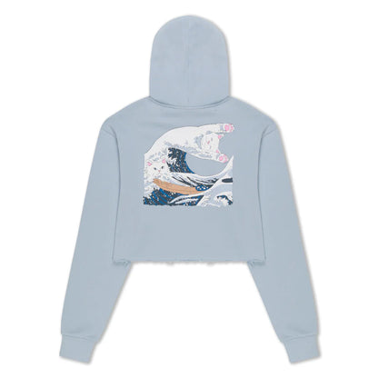 HOODIE GREAT WAVE CROPPED (POWDER BLUE)