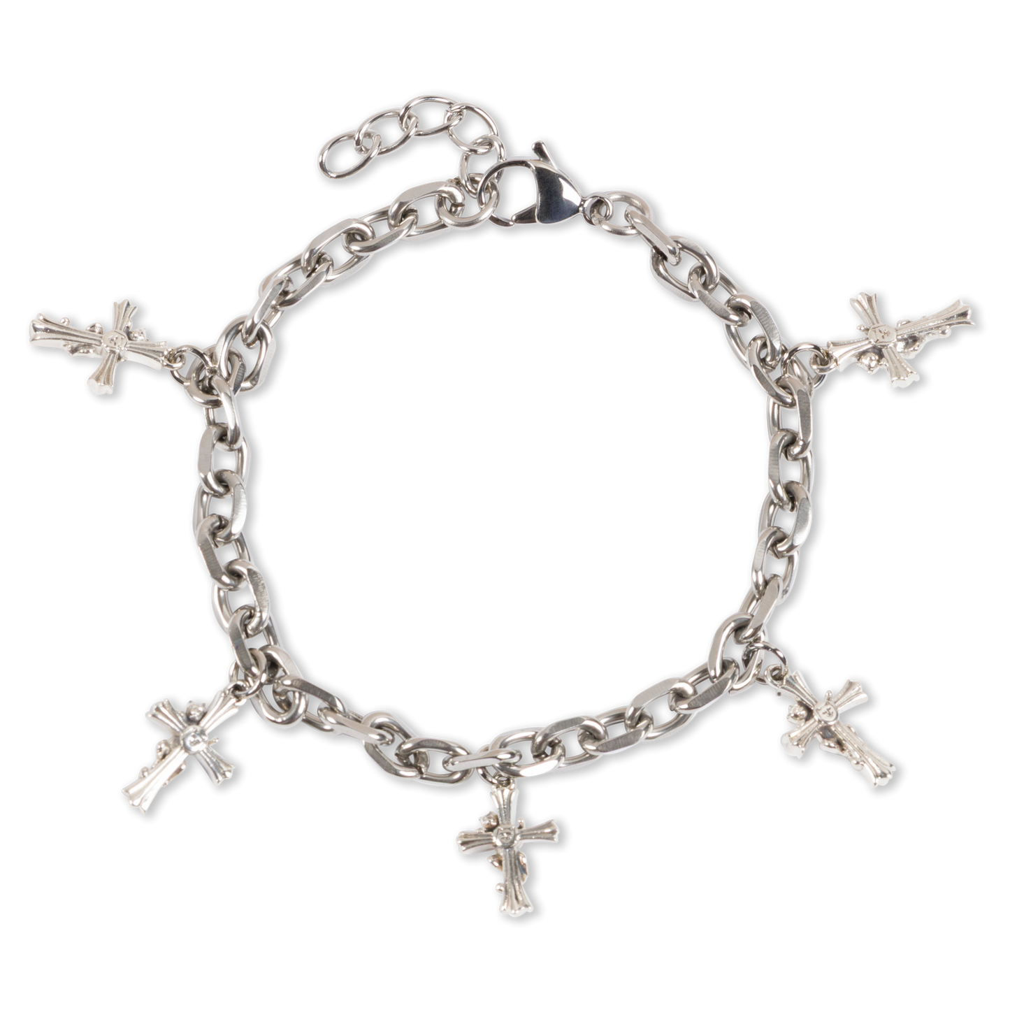PULSERA DE CRUZ CON ENCANTO (PLATA)