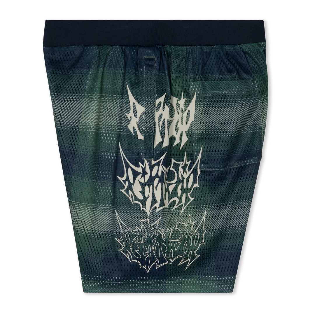 SHORT SLATER MESH (NAVY / FOREST PLAID)