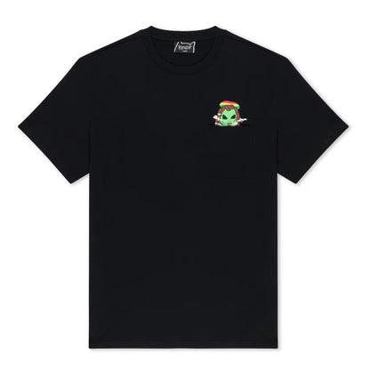 PLAYERA SMOKING RASTA ALIEN POCKET (NEGRO)