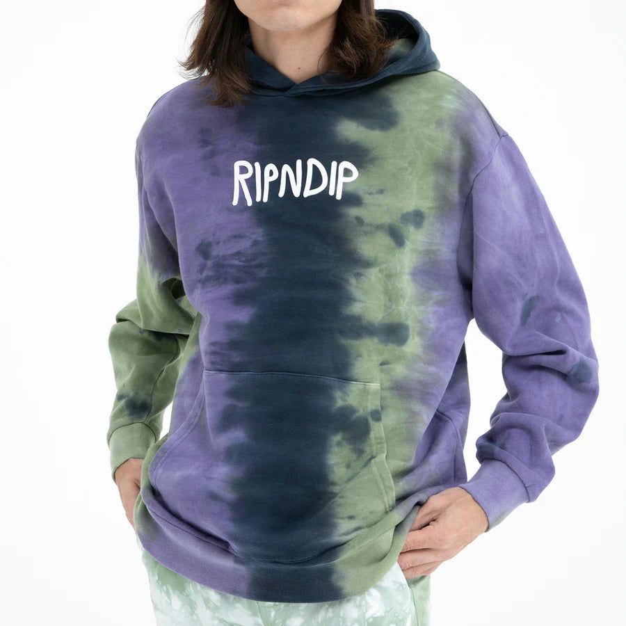 HOODIE RIPNDIP RUBBER LOGO (SAGE/SLATE TIE DYE)