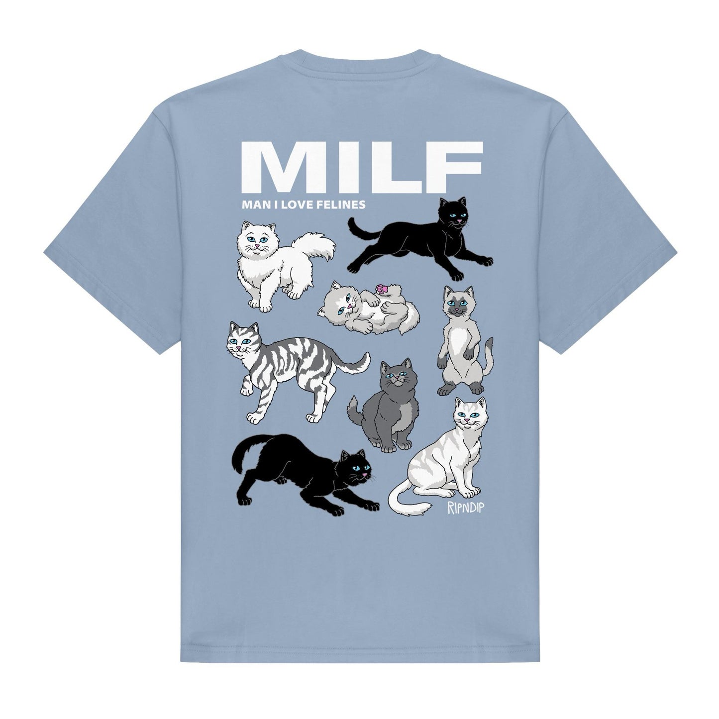 PLAYERA MAN I LOVE FELINES (POWDER BLUE)