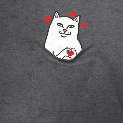 PLAYERA POCKET NERMAL LOVES (CHARCOAL HEATHER )