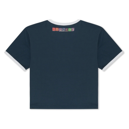 FUKU CROPPED BABY RINGER TEE (NAVY / WHITE)