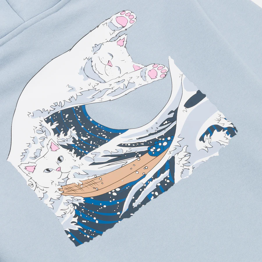 HOODIE GREAT WAVE CROPPED (POWDER BLUE)