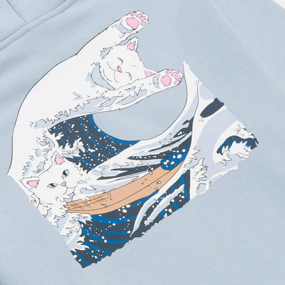 HOODIE GREAT WAVE CROPPED (POWDER BLUE)