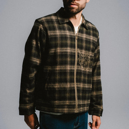 SLATER WORK JACKET (NAVY / FOREST PLAID)