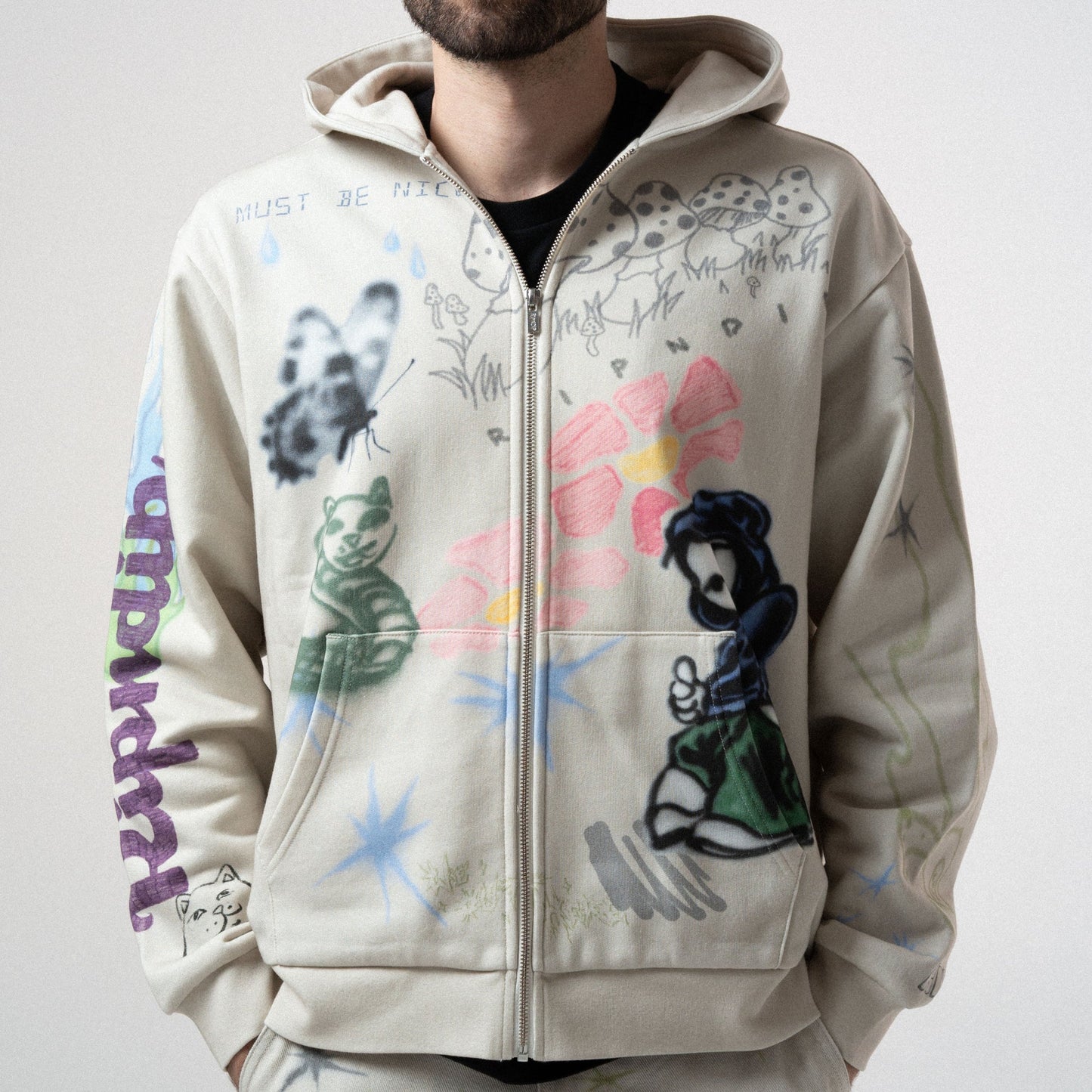 HOODIE CON CREMALLERA GOOSEBUMPS (HUESO)