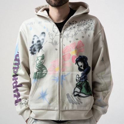 HOODIE CON CREMALLERA GOOSEBUMPS (HUESO)