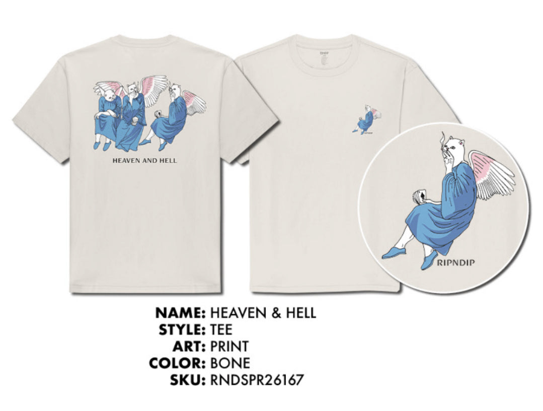 PLAYERA HEAVEN AND HELL (HUESO)